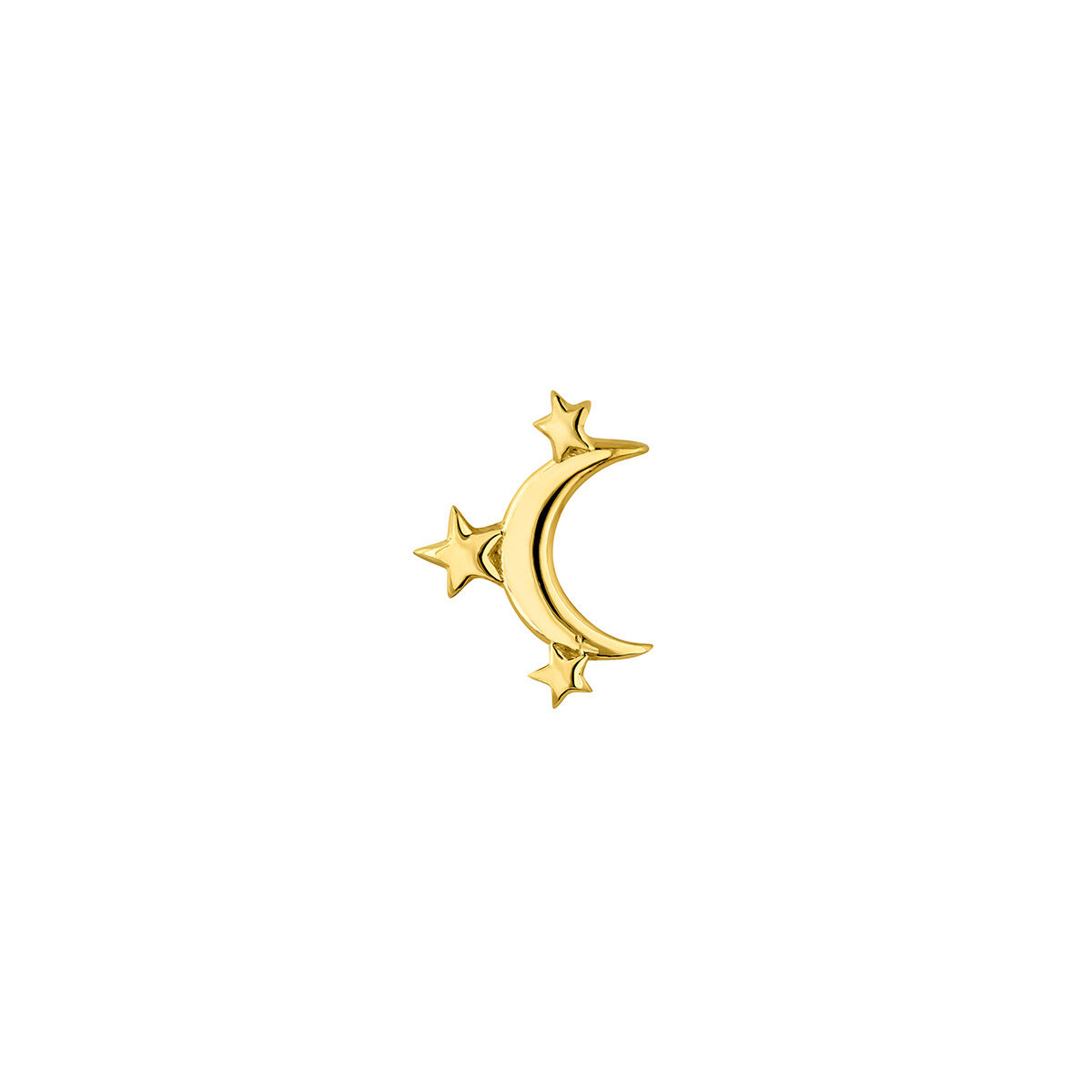 Gold plated moon and star earring, J04940-02-H, hi-res