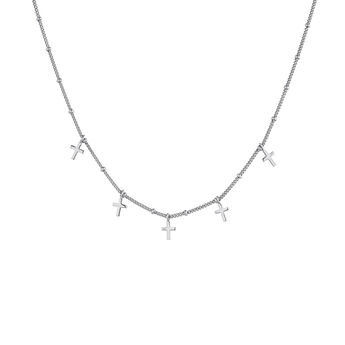Silver necklace with several crosses, J04863-01, hi-res