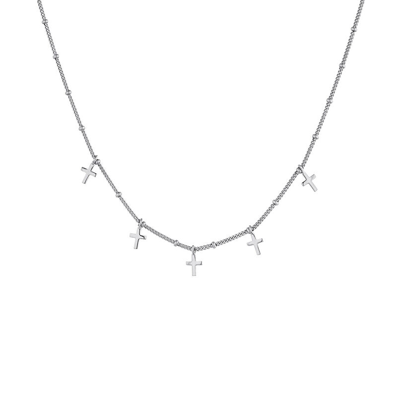 Silver necklace with several crosses, J04863-01, hi-res