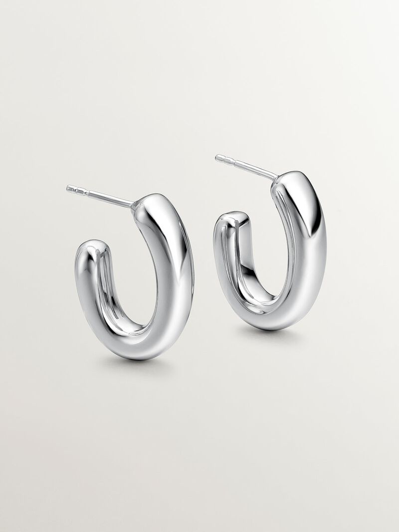 Silly Silver Oval Aro Earrings 925 image number 4