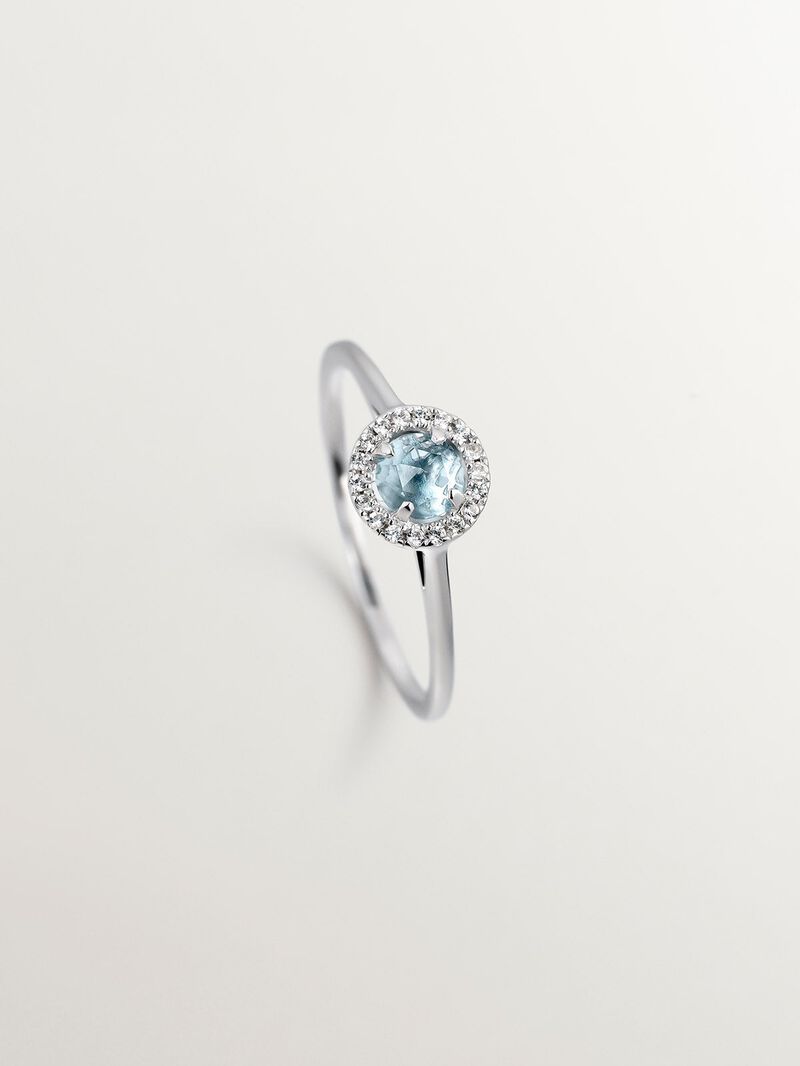 927 Silver ring with blue topaz and white sapphires image number 4