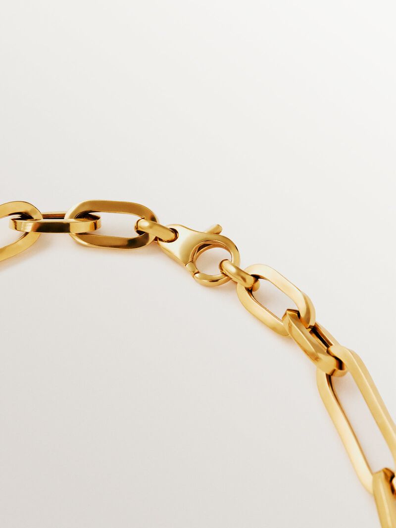 Chain necklace with links in 925 silver plated in 18K yellow gold image number 2