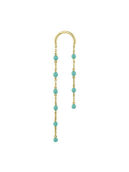 Boucle d’oreilles double chaîne à l’unité en or jaune 9 K avec des perles bleues , J05006-02-TURENA-H,hi-res
