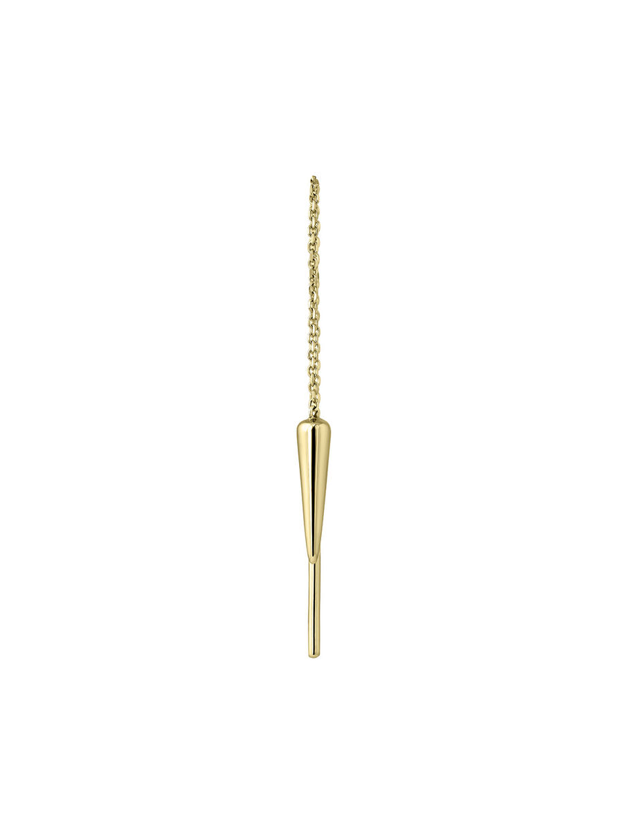Single long double chain earring in 9k yellow gold, J05182-02-H, hi-res
