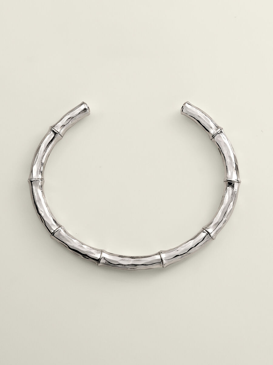 Thin rigid bamboo bracelet in sterling silver , J05393-01, hi-res
