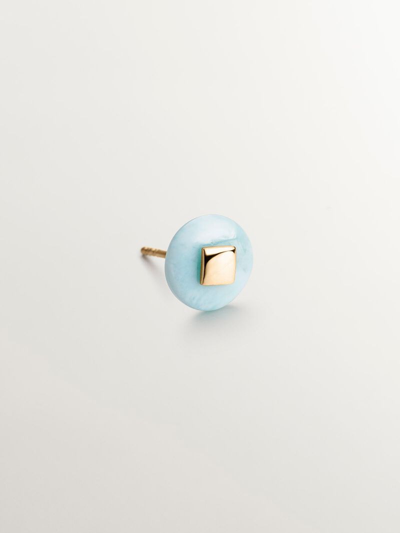 9K yellow gold single earring with blue larimar image number 4