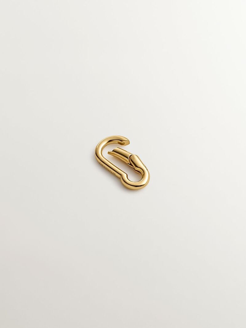 925 Silver carabiner charm plated in 18K yellow gold image number 2