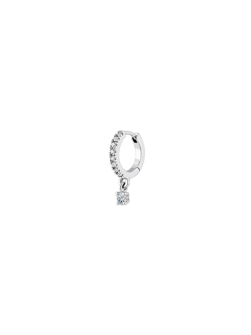 Individual 18K white gold hoop earring with diamonds image number 1
