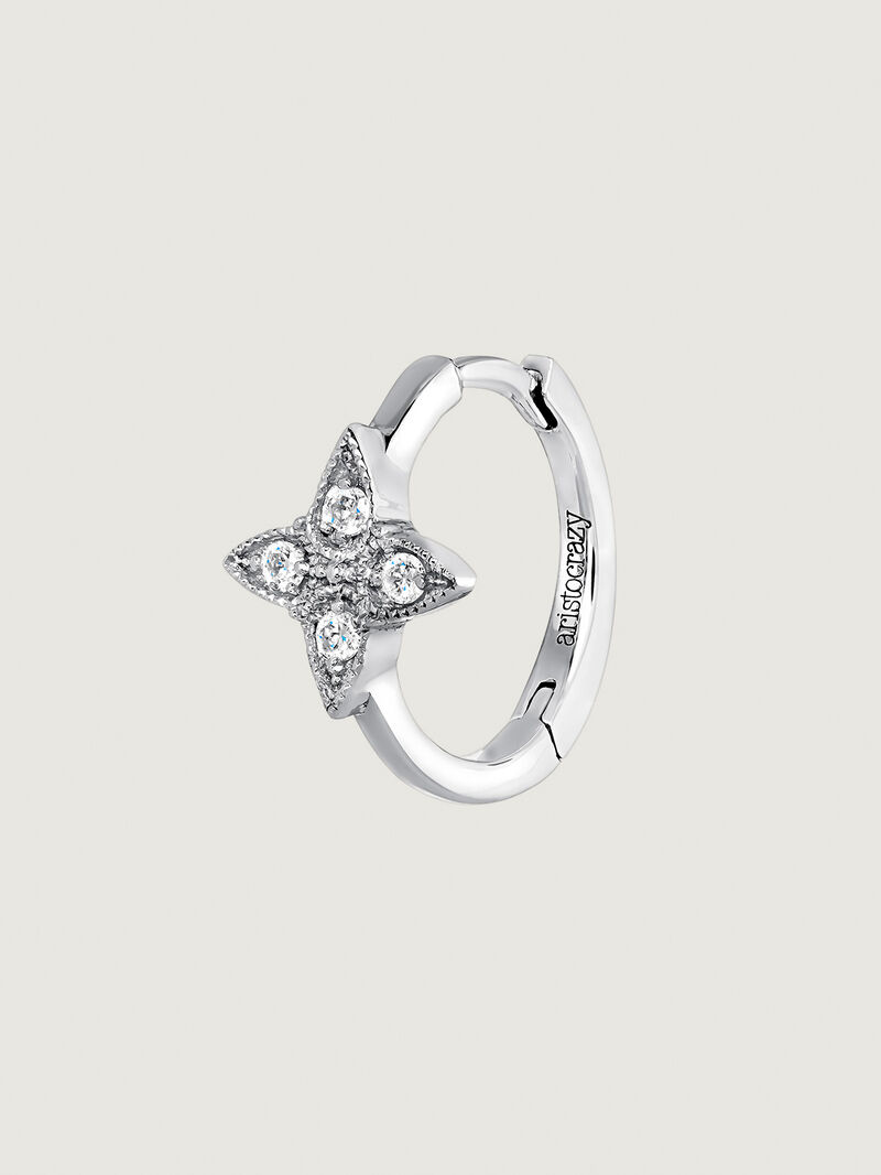 Individual 9K white gold earring with star and diamonds. image number 0