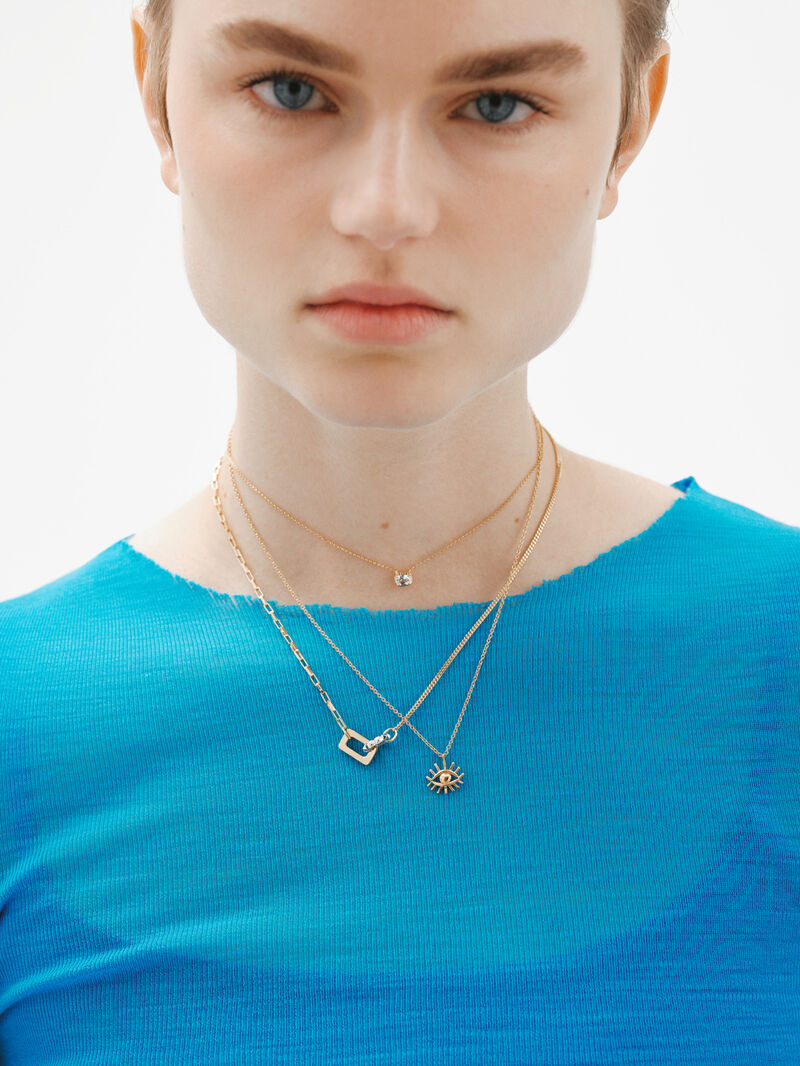 Bicolor pendant of 925 silver and 925 silver bathed in 18K yellow gold with geometric shapes. image number 4