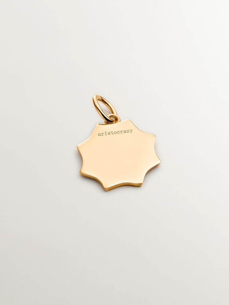 18K yellow gold plated 925 sterling silver charm with star-shaped red enamel and initial I image number 2