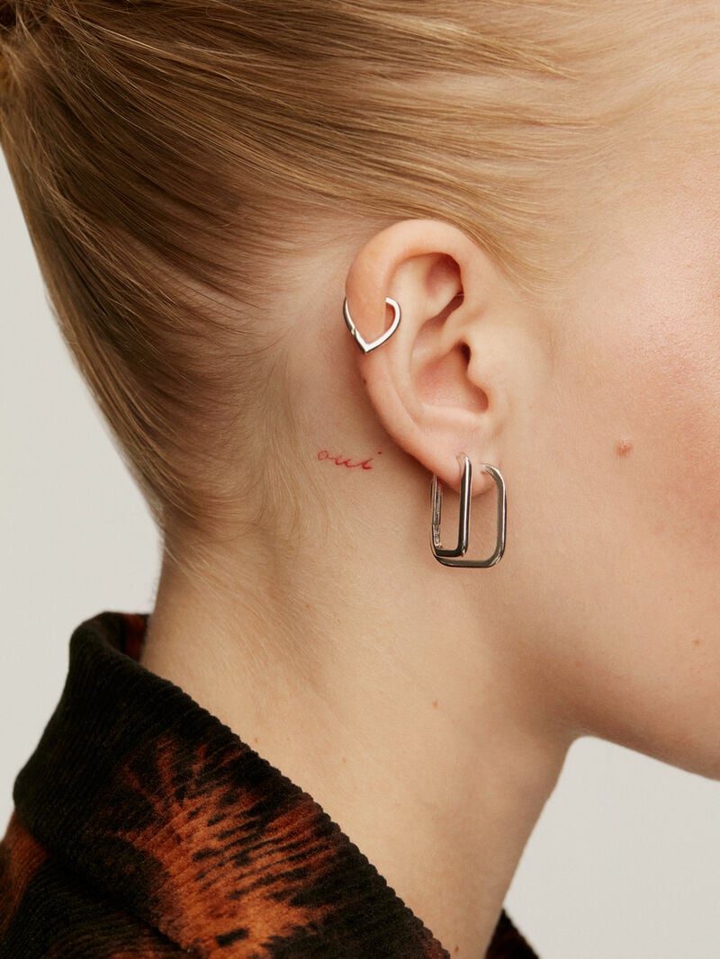 925 Silver Rectangular Earrings image number 5
