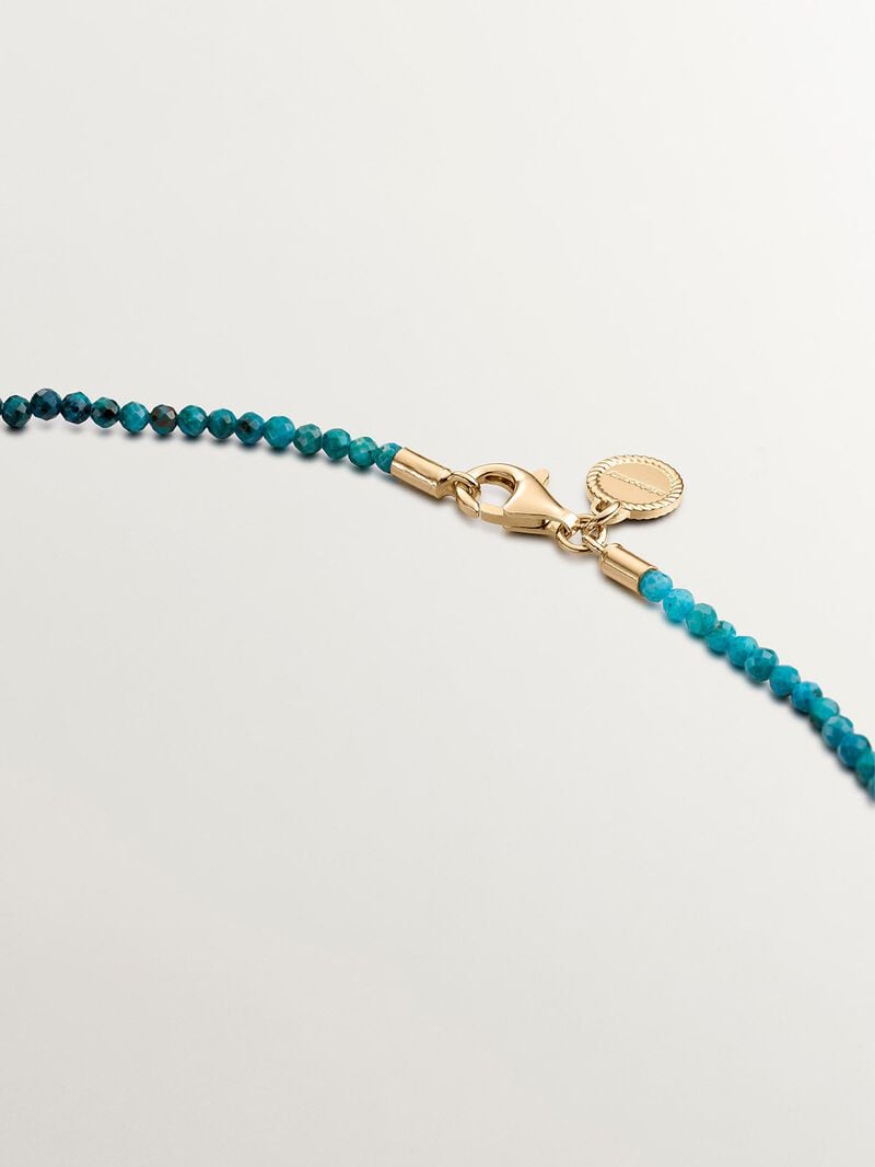 925 Silver necklace bathed in 18K yellow gold with chrysocolla beads. image number 2