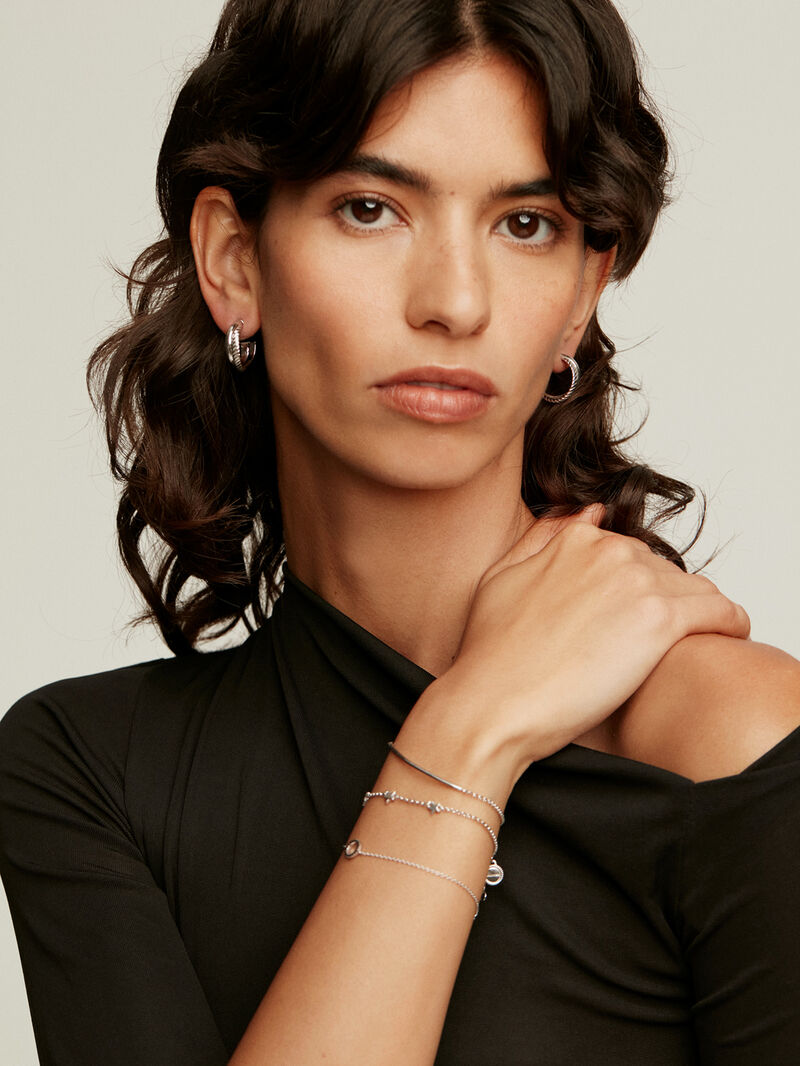 925 Silver Double Hoop Earrings image number 3