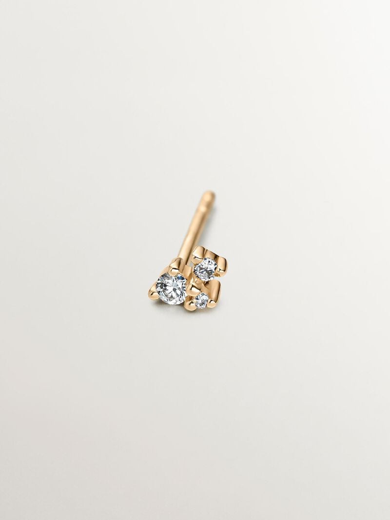 Individual 9K yellow gold earring with diamonds. image number 0