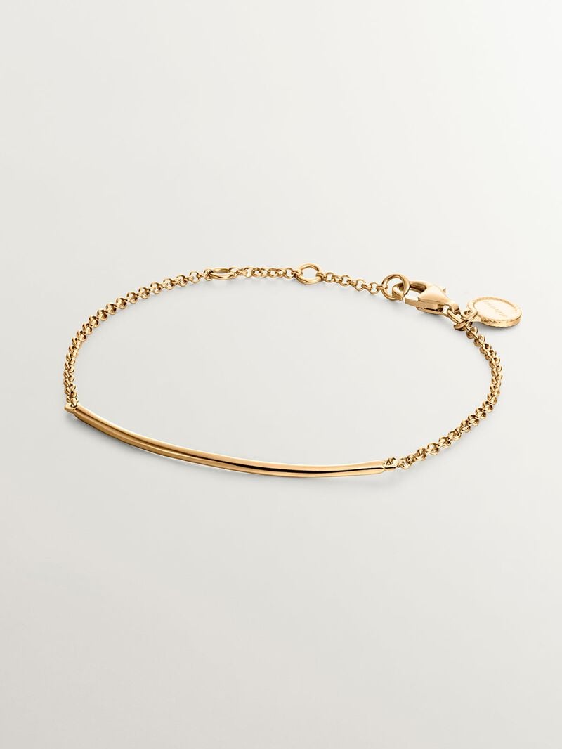 18K Yellow Gold Plated 925 Silver Bracelet with Tube Shape image number 0