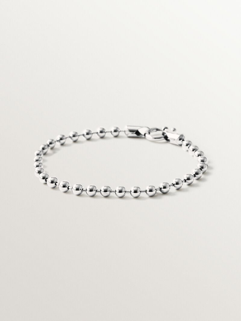 925 rhodium-plated silver bead bracelet image number 0