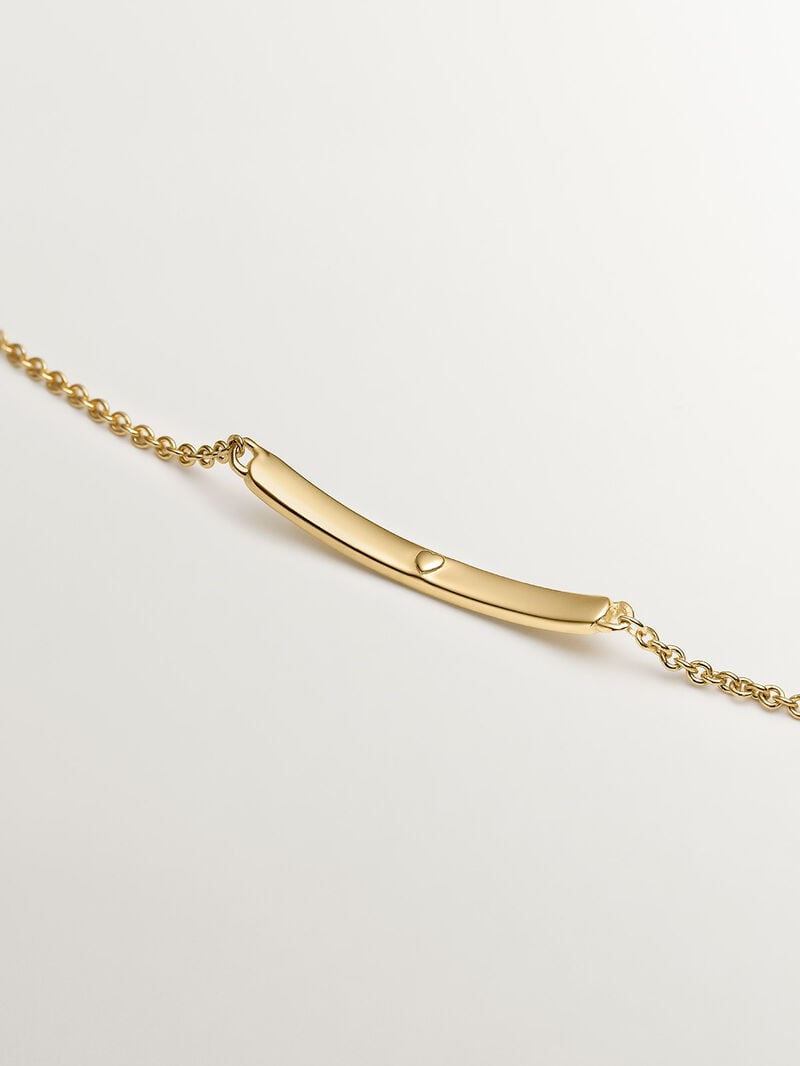 Pulsera tipo esclava de plata 925 bañada en oro amarillo de 18K con corazón interior image number 2