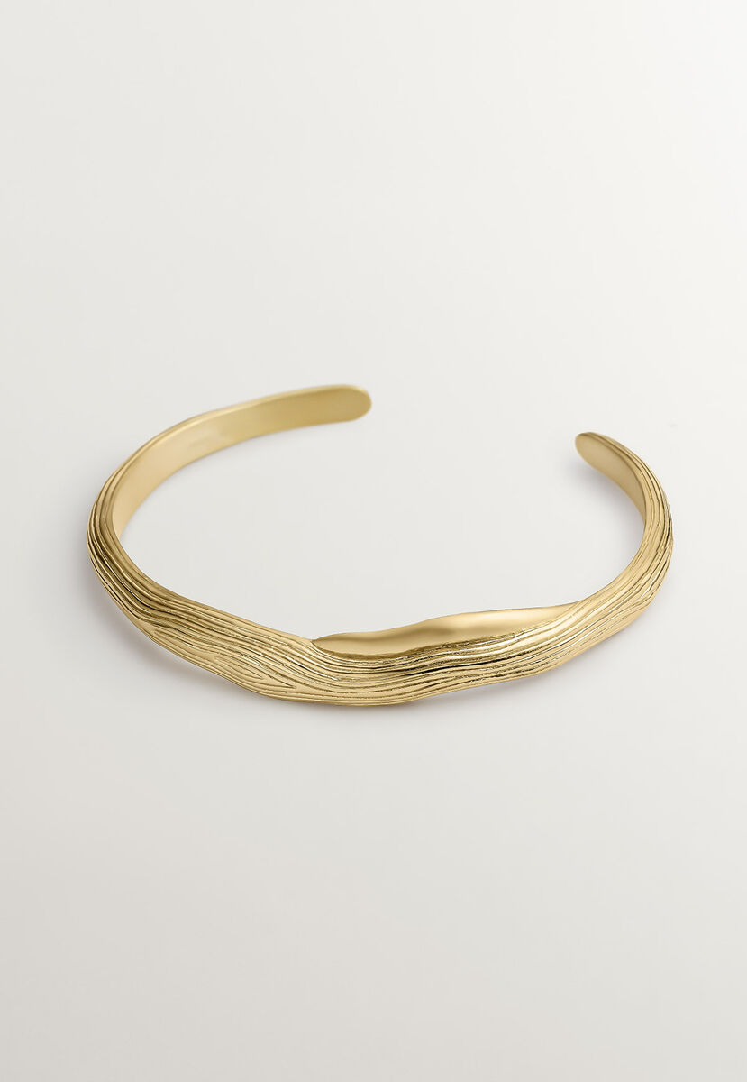 Irregular-shaped, embossed 18kt yellow gold-plated silver bracelet, J05211-02, hi-res