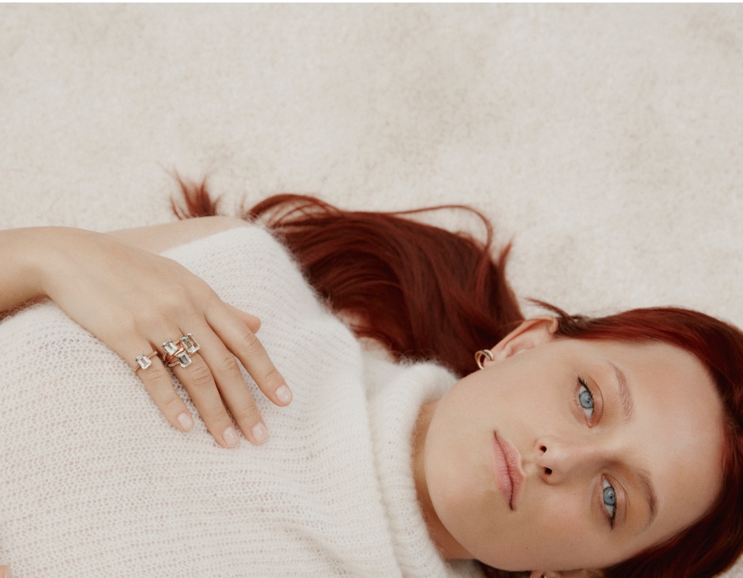 BAGUE QUARTZ ARGENT PLAQUÉ OR ROSE 
