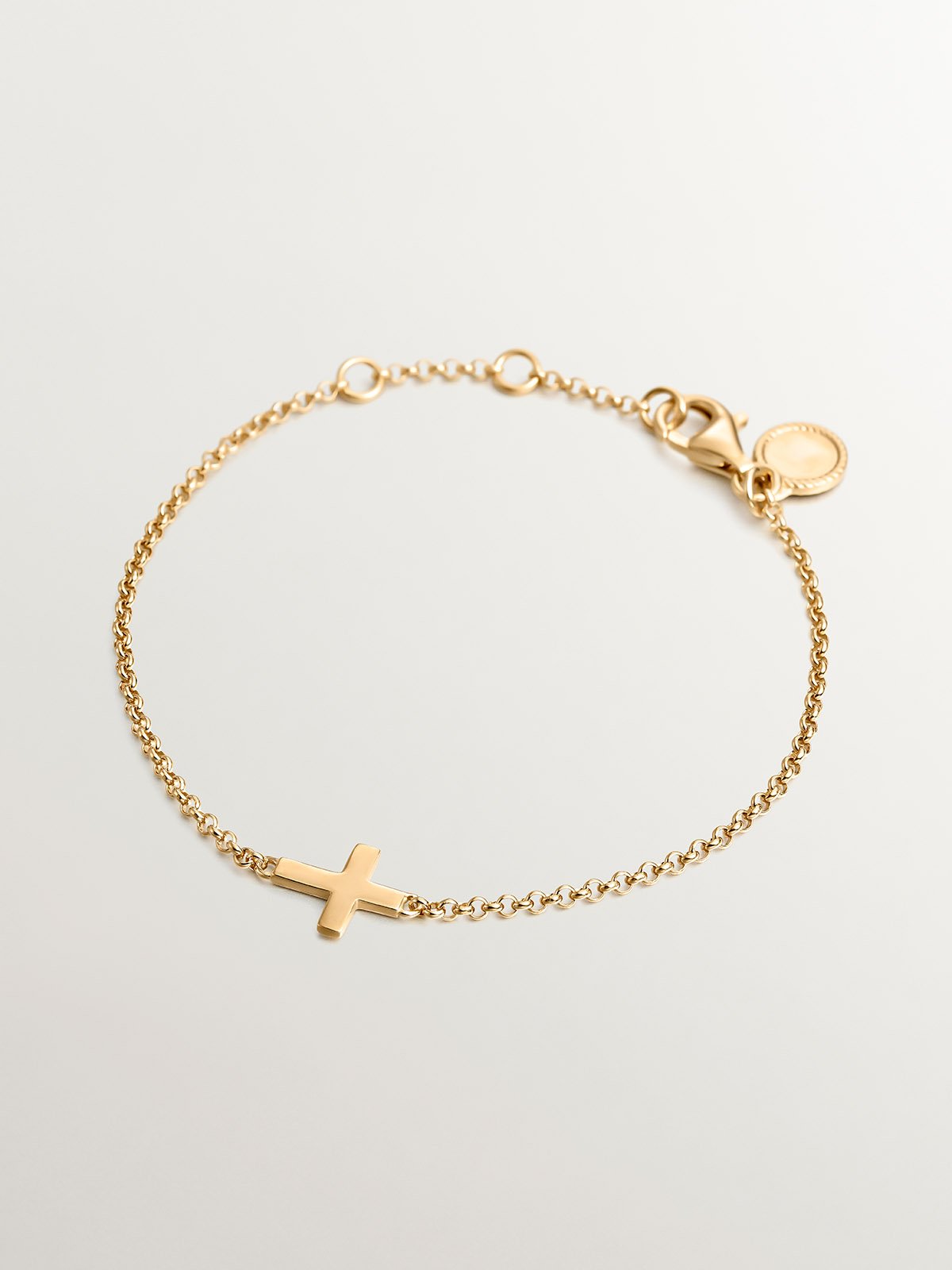 925 Silver bracelet bathed in 18K yellow gold with cross