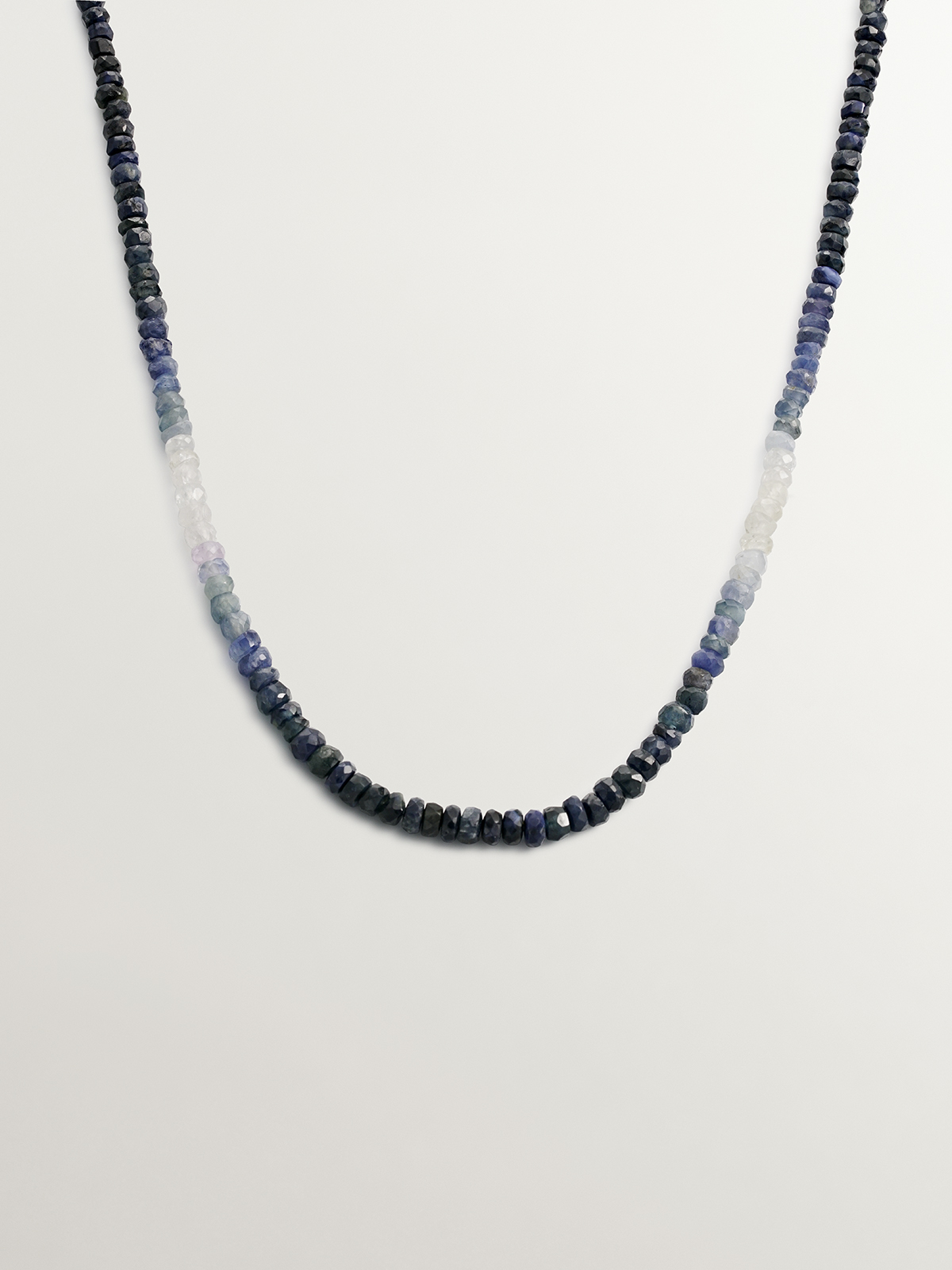 Collar de plata 925 bañada en oro amarillo de 18K con zafiros azules