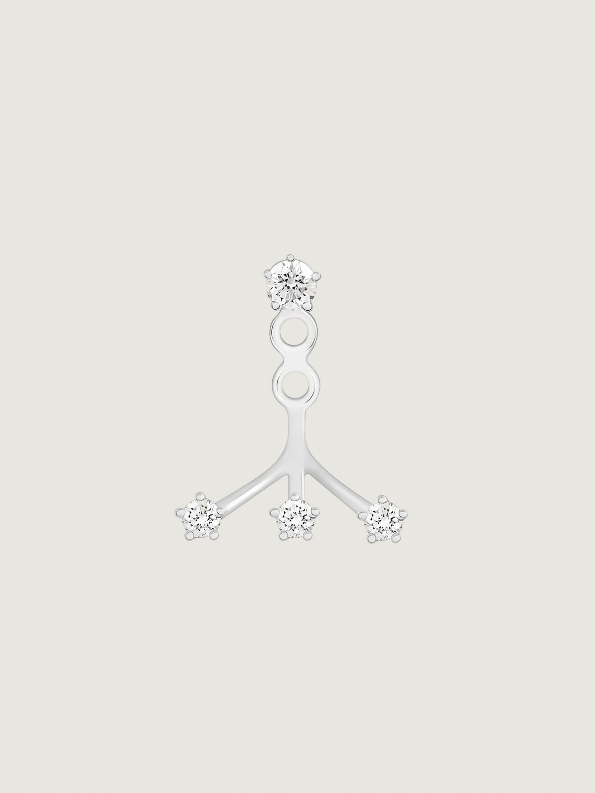 Individual Ear Jacket earring made of 18K white gold with diamonds and stars.