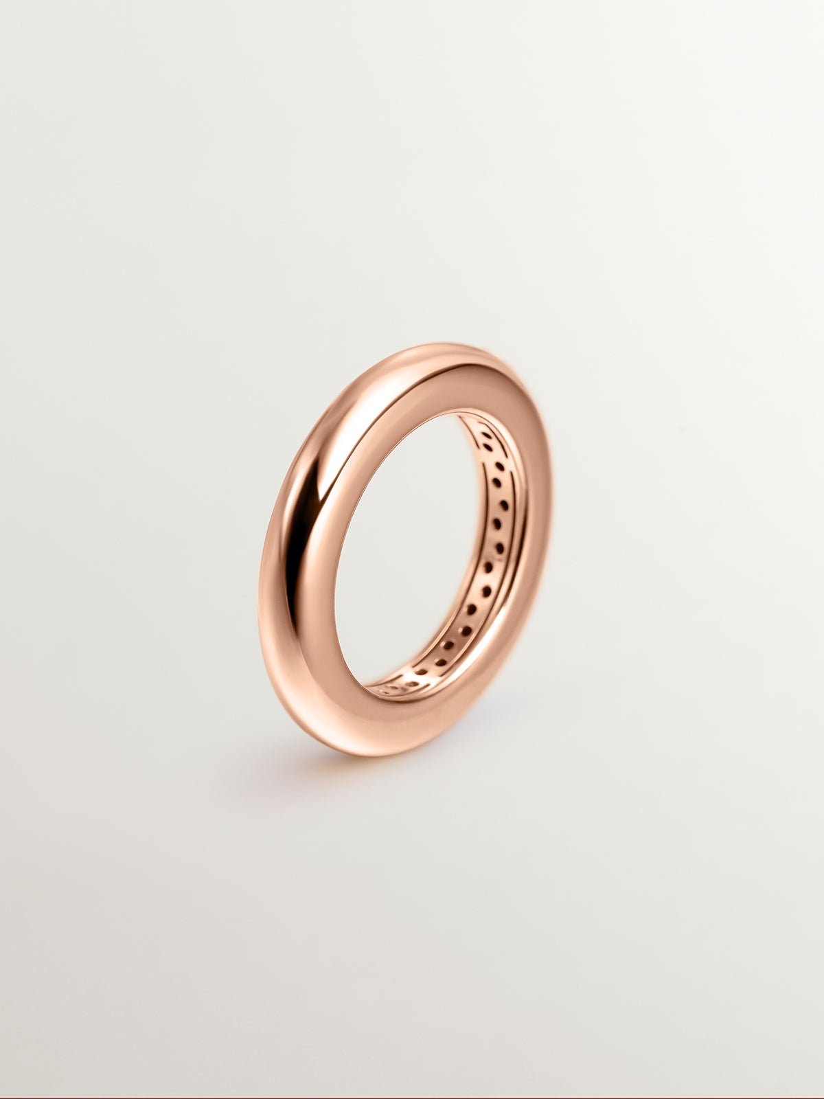 Anillo grueso de plata 925 bañada en oro rosa de 18K