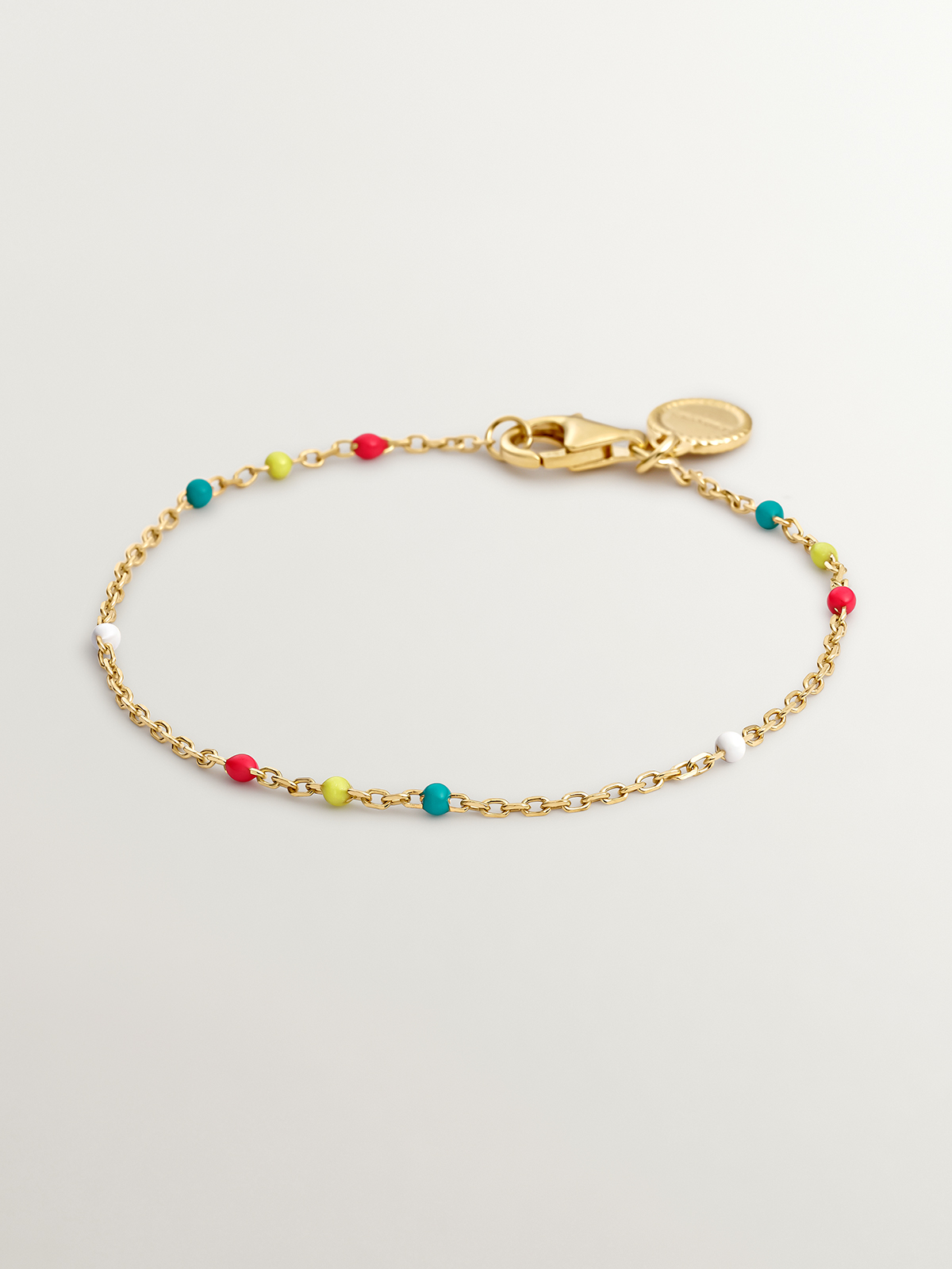925 Silver bracelet bathed in 18K yellow gold with multicolor enamel