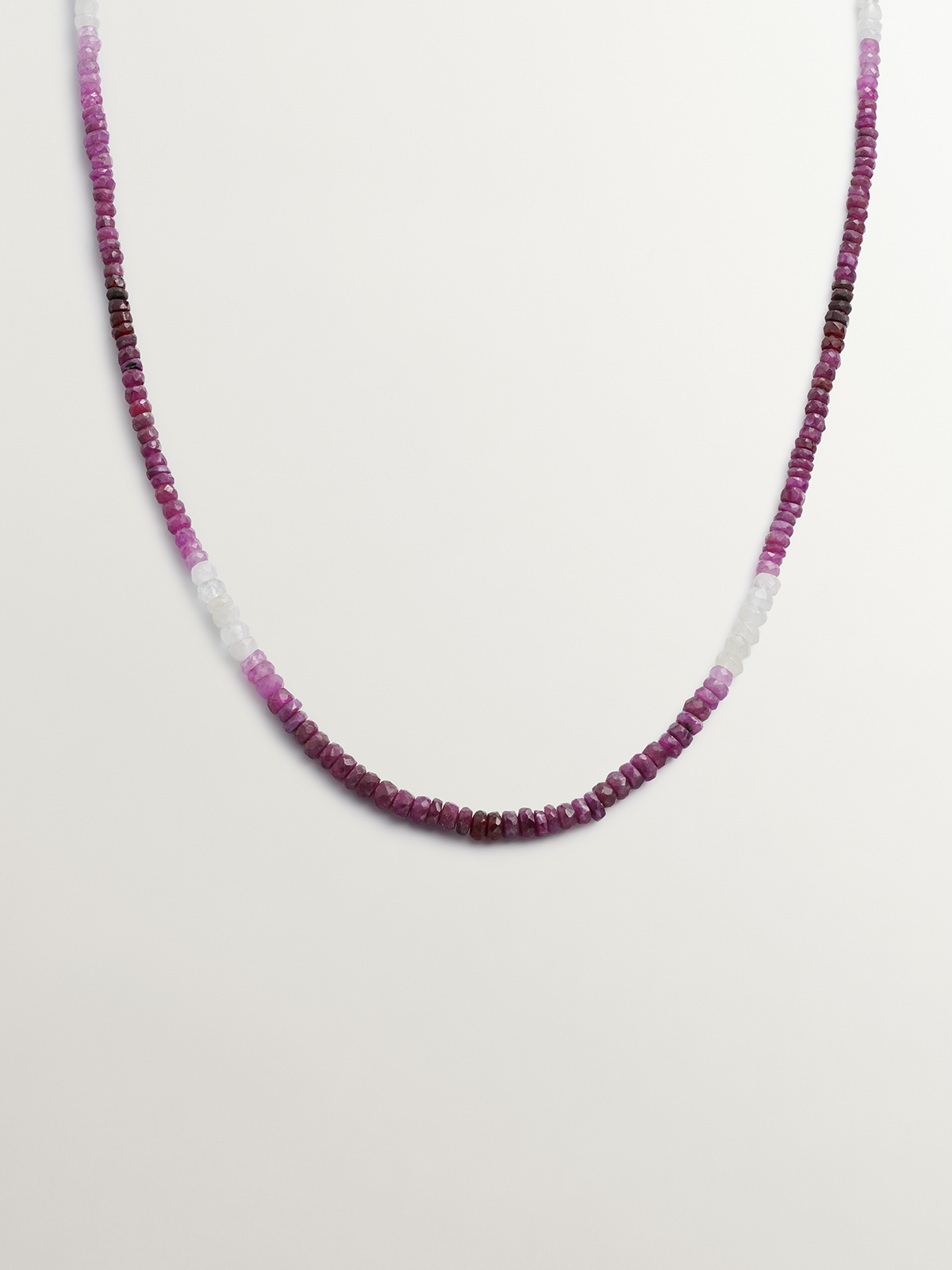 Collar de plata 925 bañada en oro amarillo de 18K con rubíes rosas