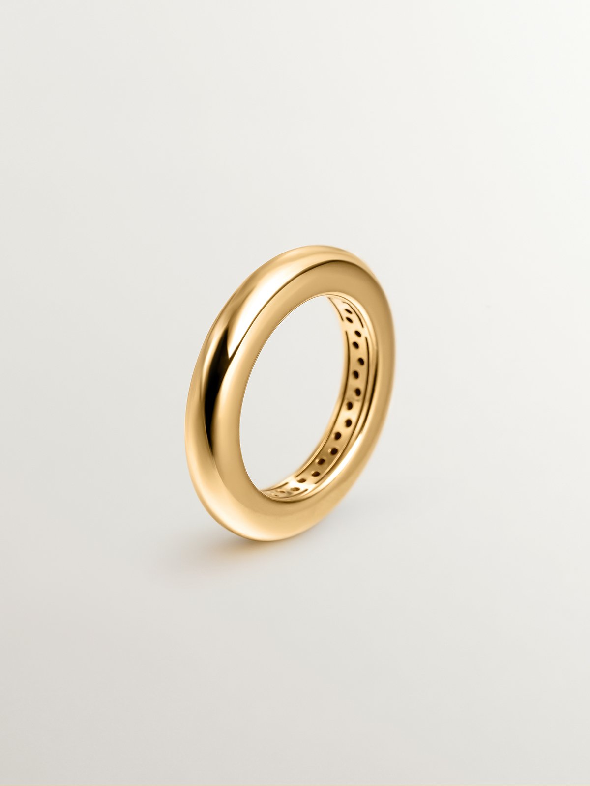925 thick silver ring in 18k yellow gold