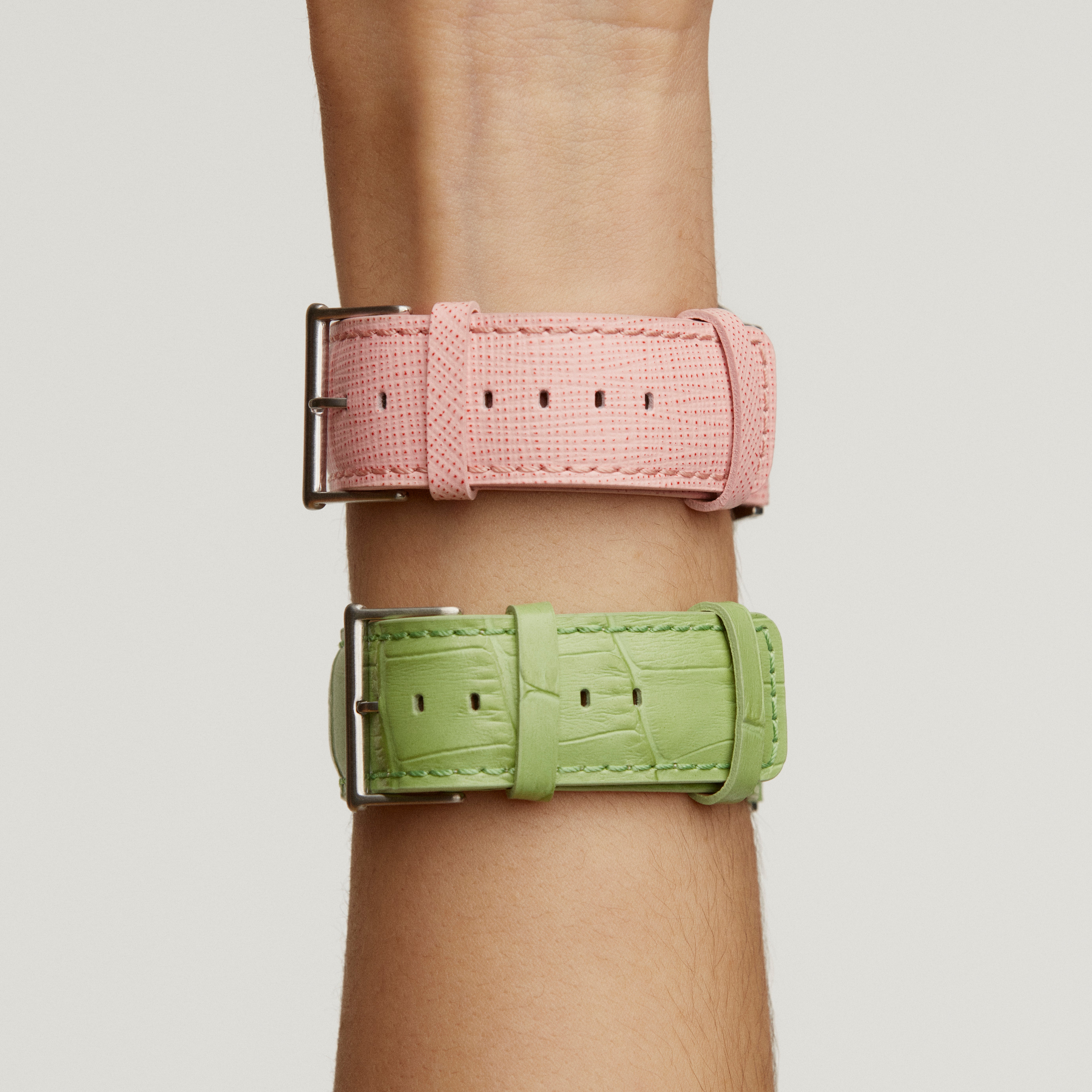 Correa para Apple Watch de cuero verde con acabado de cocodrilo