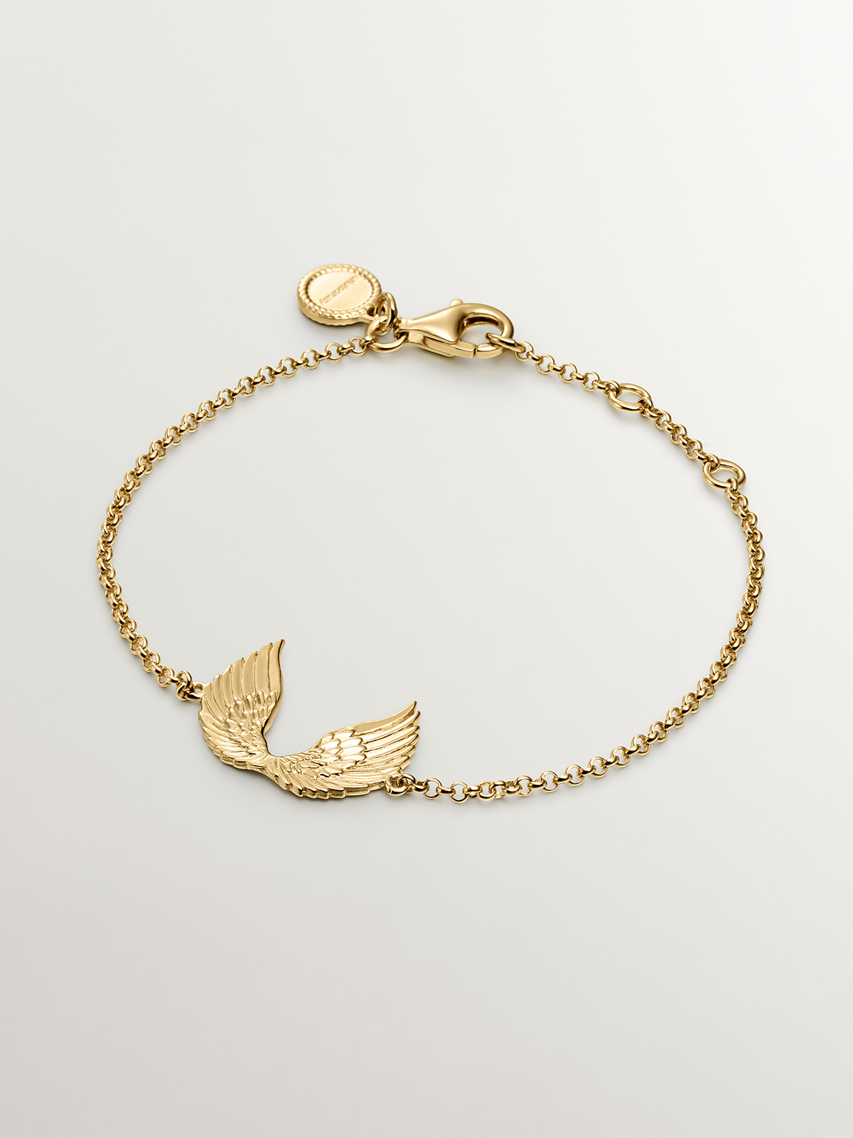 925 Silver bracelet plated in 18K yellow gold with wings