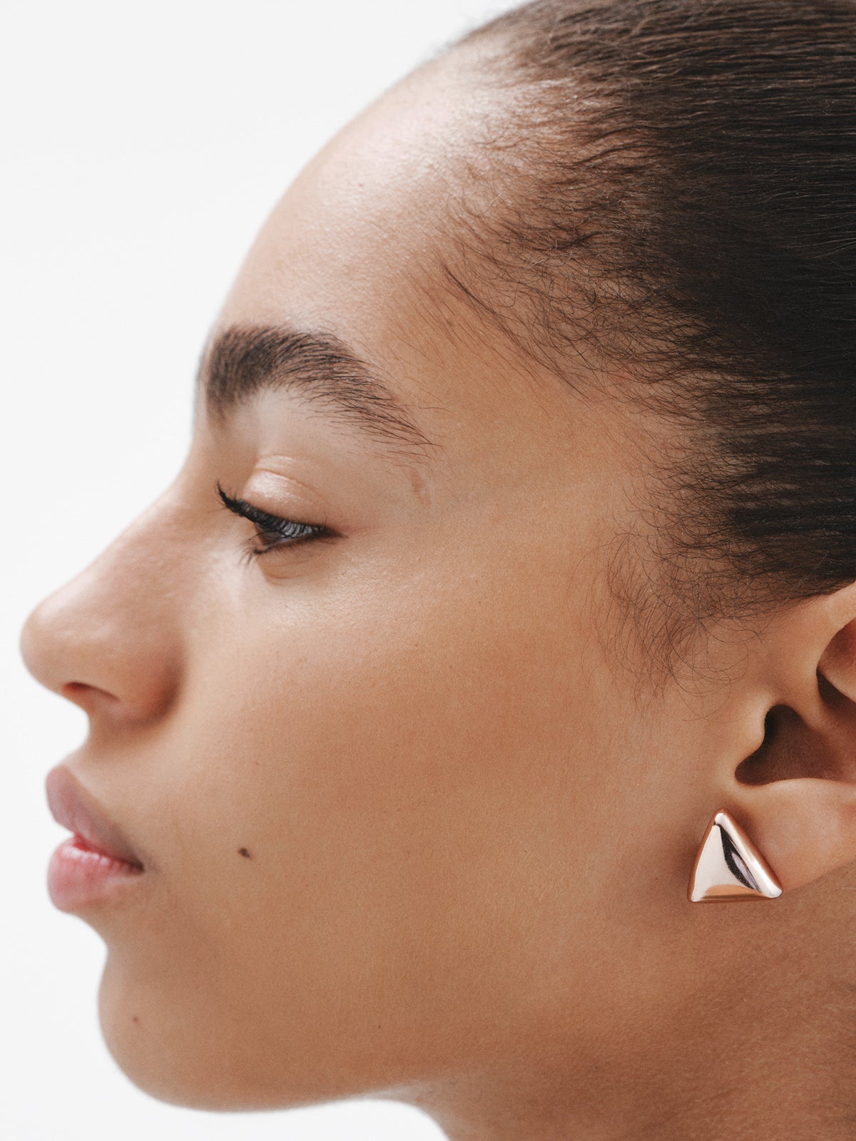 18K rose gold plated 925 silver earrings with triangular shape