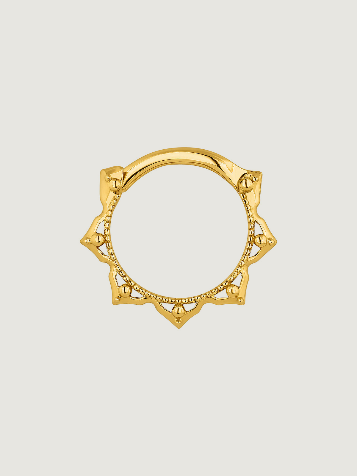 18K Yellow Gold Hoop Daith Piercing with Spikes