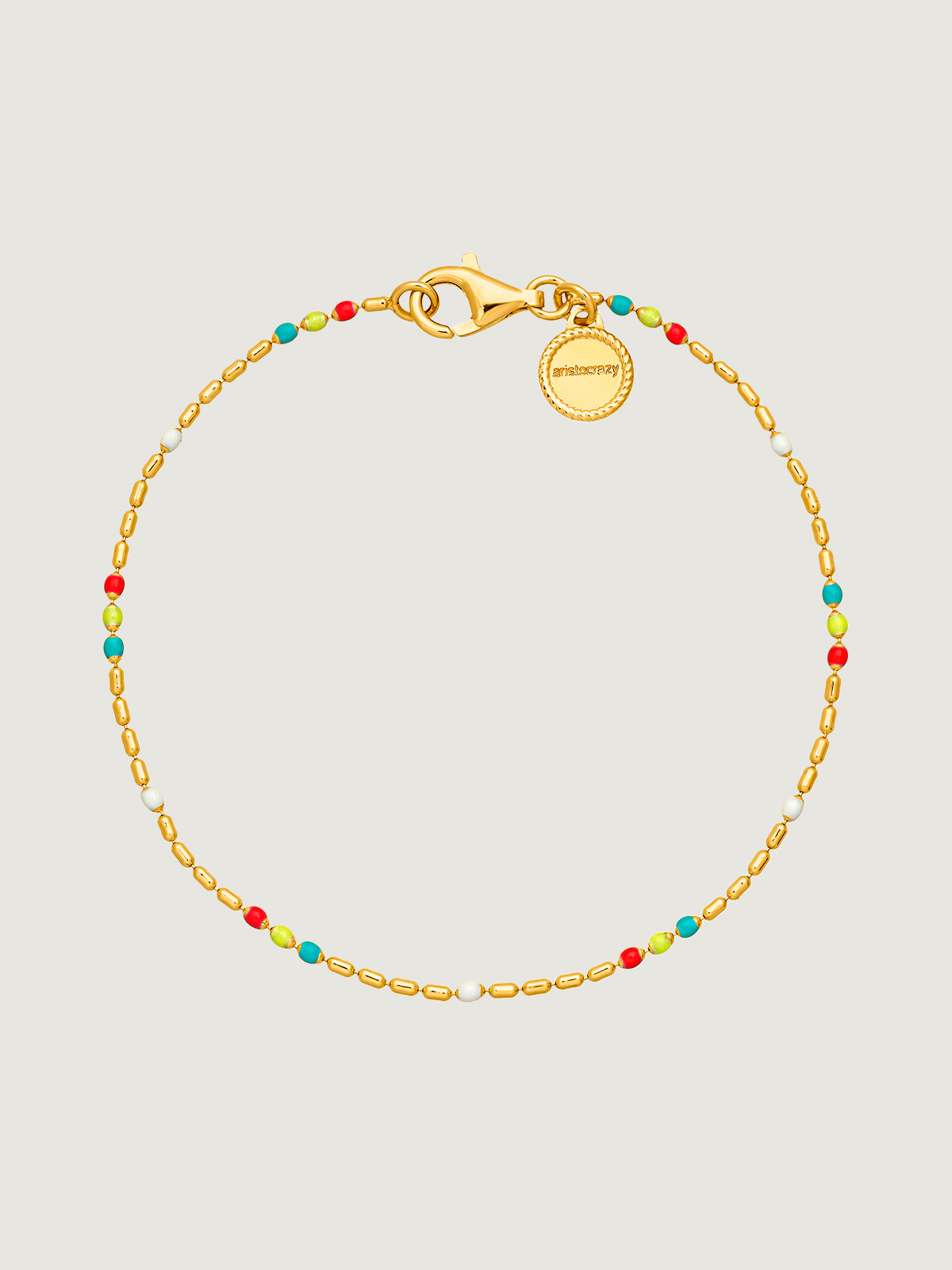 925 Silver bracelet bathed in 18K yellow gold with multicolor enamel.