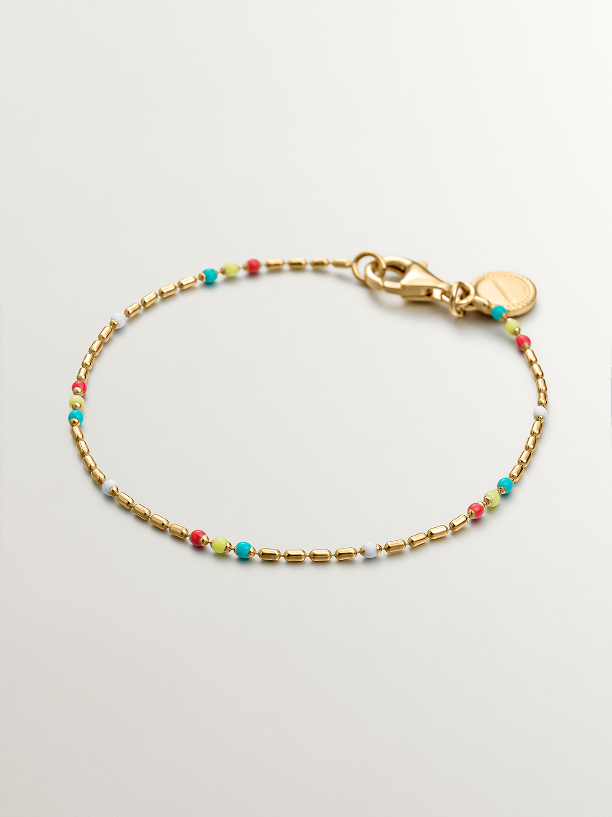 Pulsera de plata 925 bañada en oro amarillo de 18K con esmalte multicolor