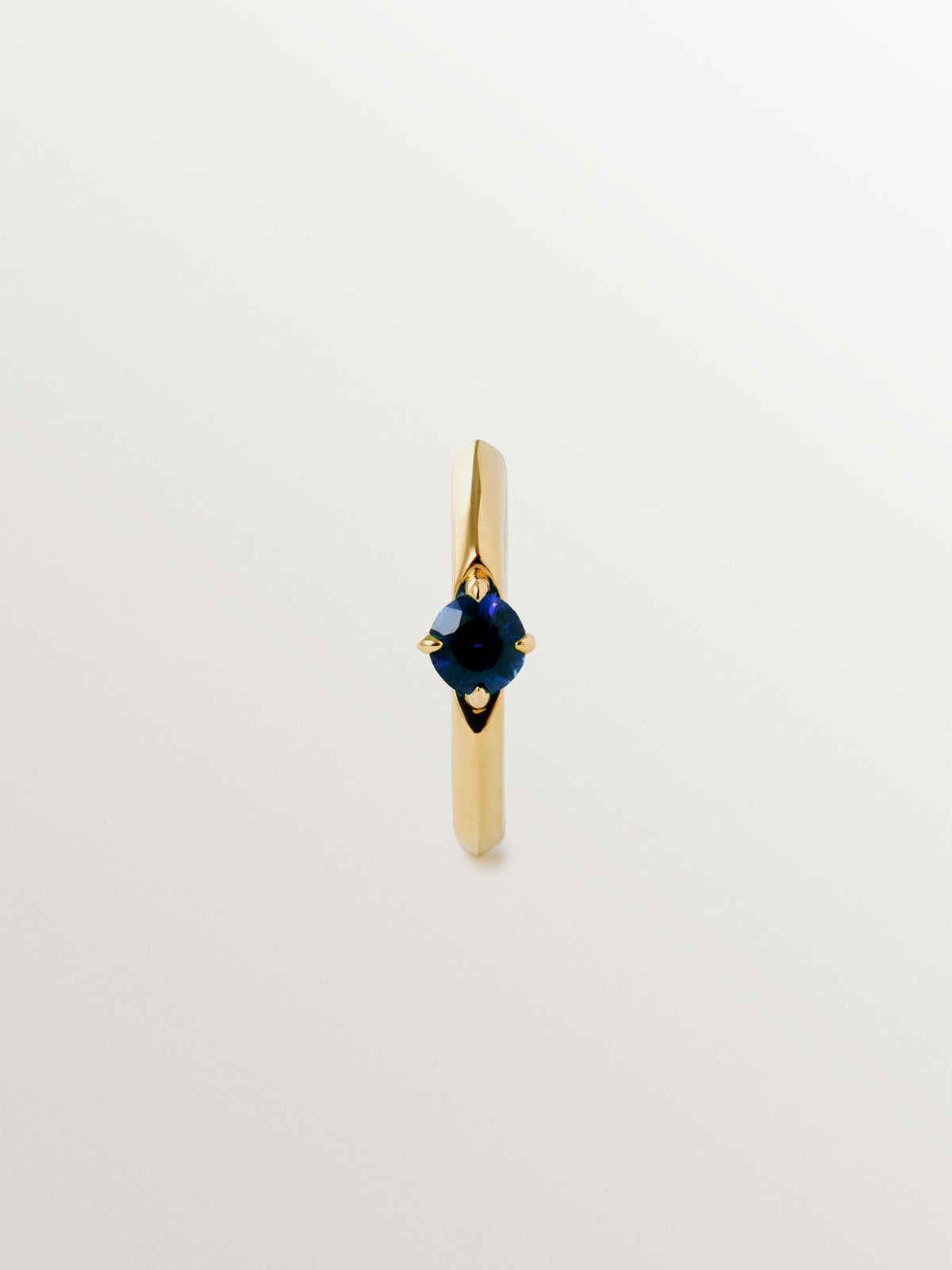 9K Yellow Gold Blue Sapphire Single Hoop Earring