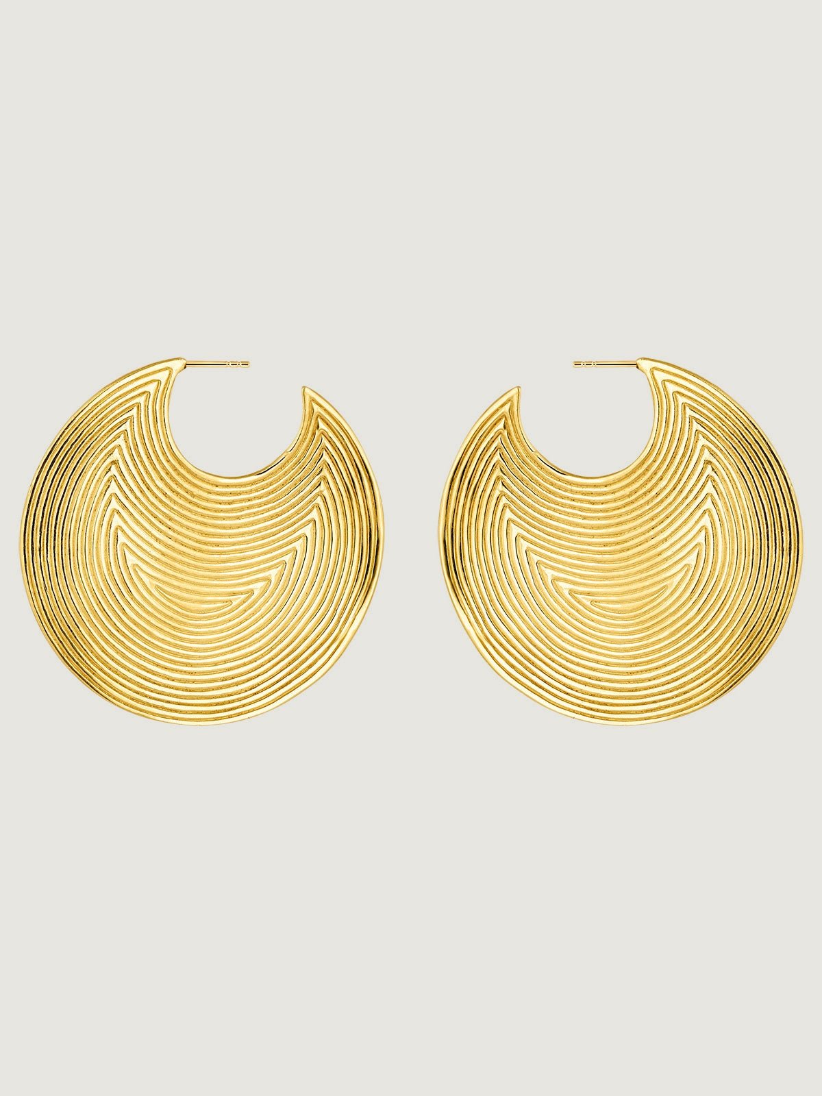 Boucles d'oreilles créoles en argent 925 plaqué or jaune 18K avec relief