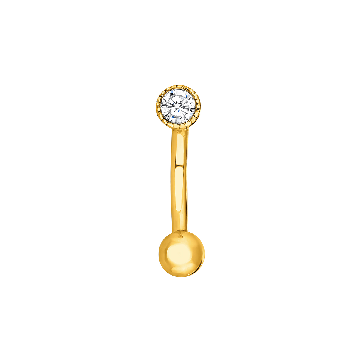 18K Yellow Gold Rook Piercing with Diamond