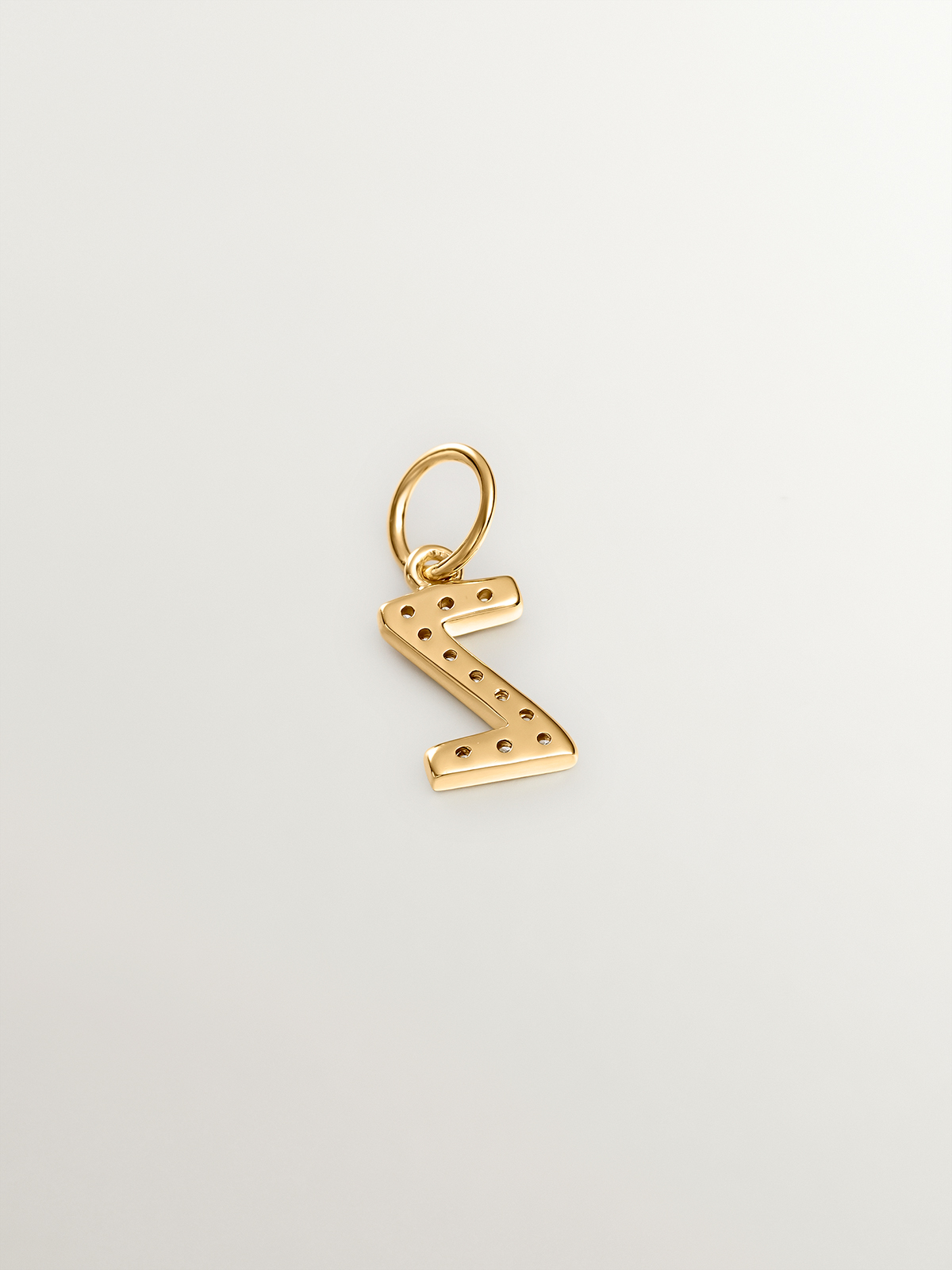 18K Yellow Gold Plated 925 Silver Charm with White Topaz Initial Z.