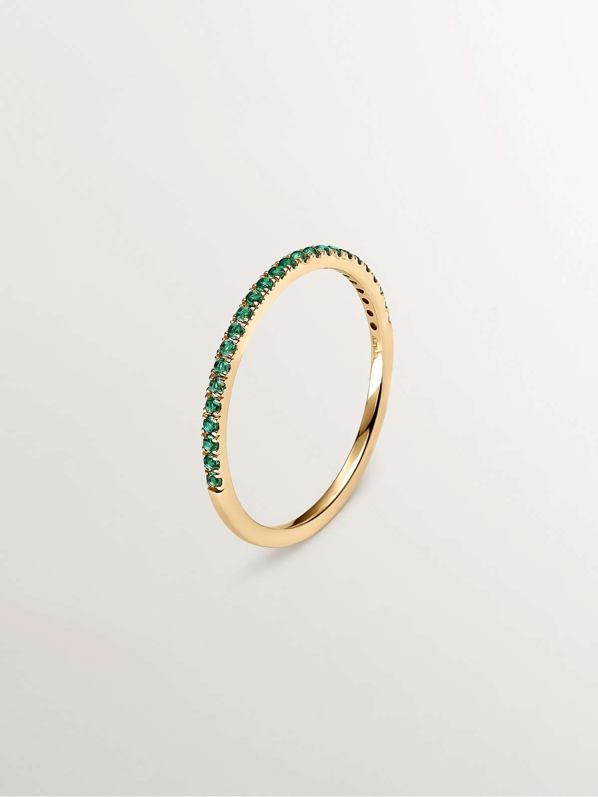 9K Yellow Gold Ring with Green Emeralds