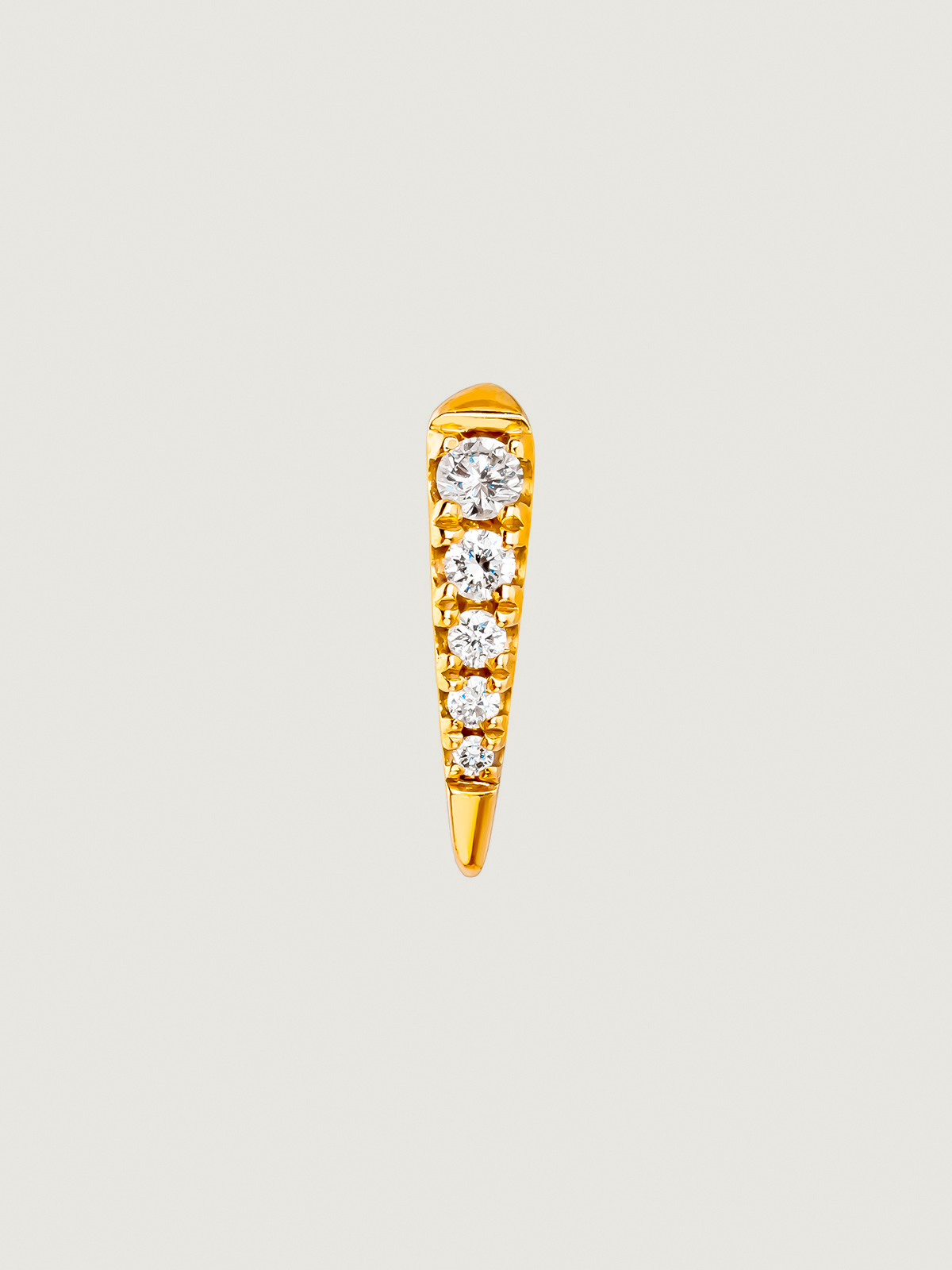 Boucle d'oreille individuelle en or jaune 9K avec diamants