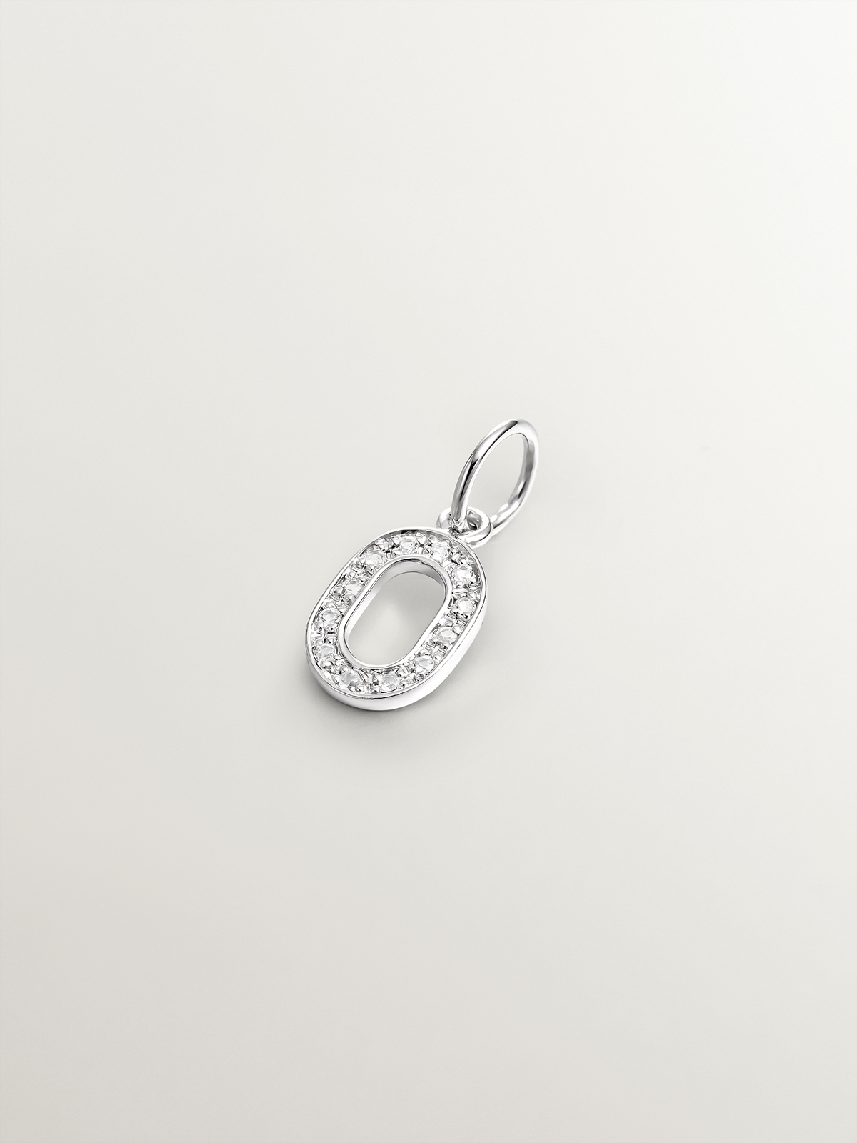 925 Silver Charm and White Topaz Initial O
