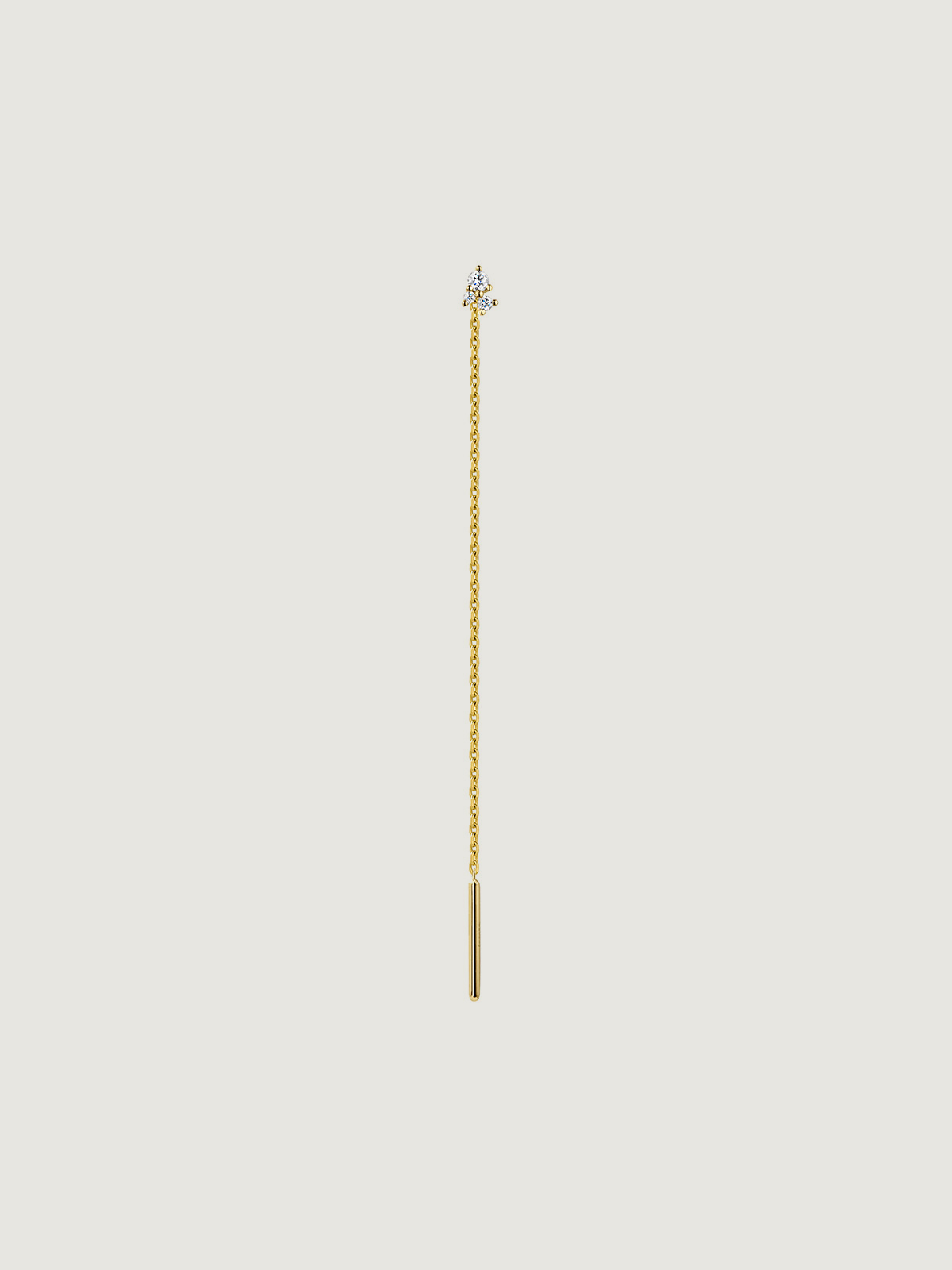 18K yellow gold single earring with chain and diamonds