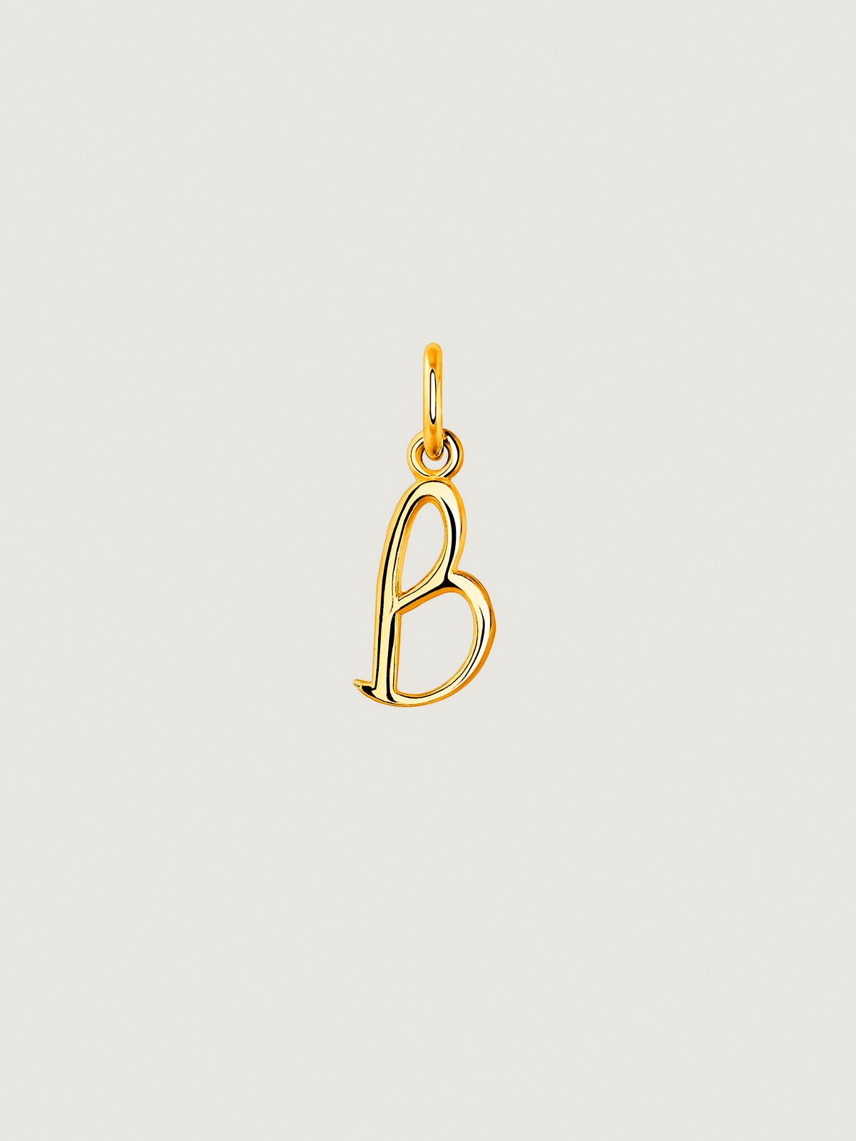 18K Yellow Gold Plated 925 Silver Charm with Initial B