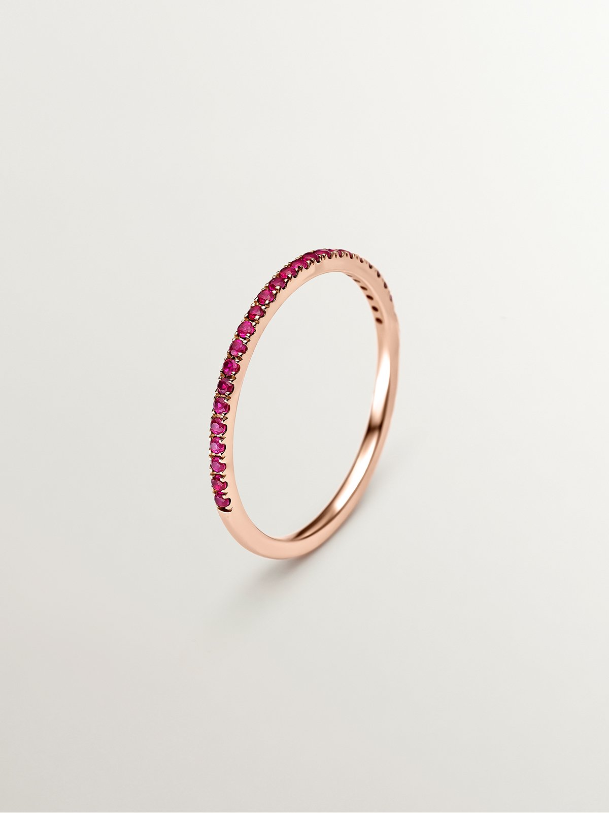 9K Rose Gold Ring with Pink Rubies