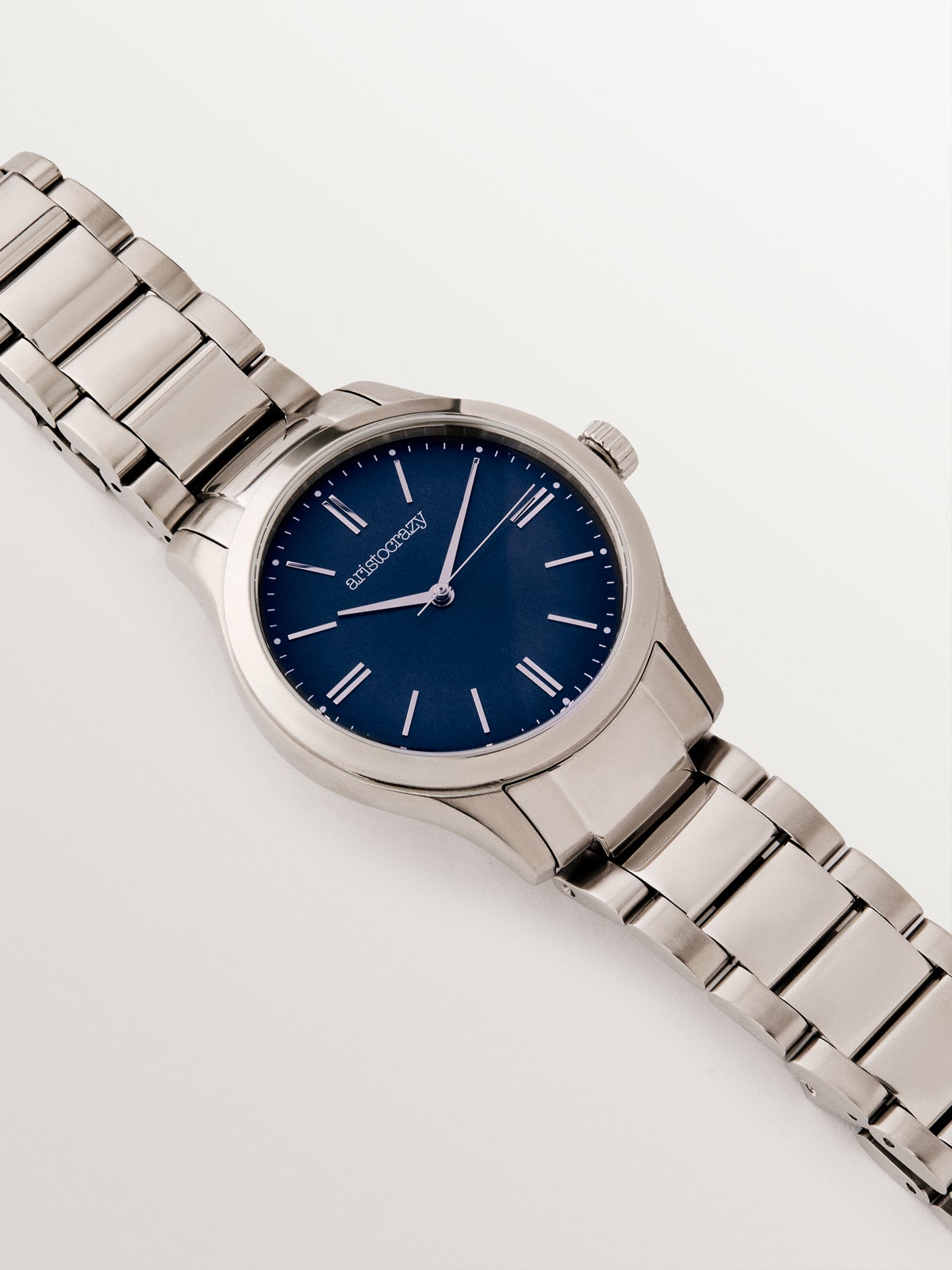 Mitte watch with gray steel strap and blue dial