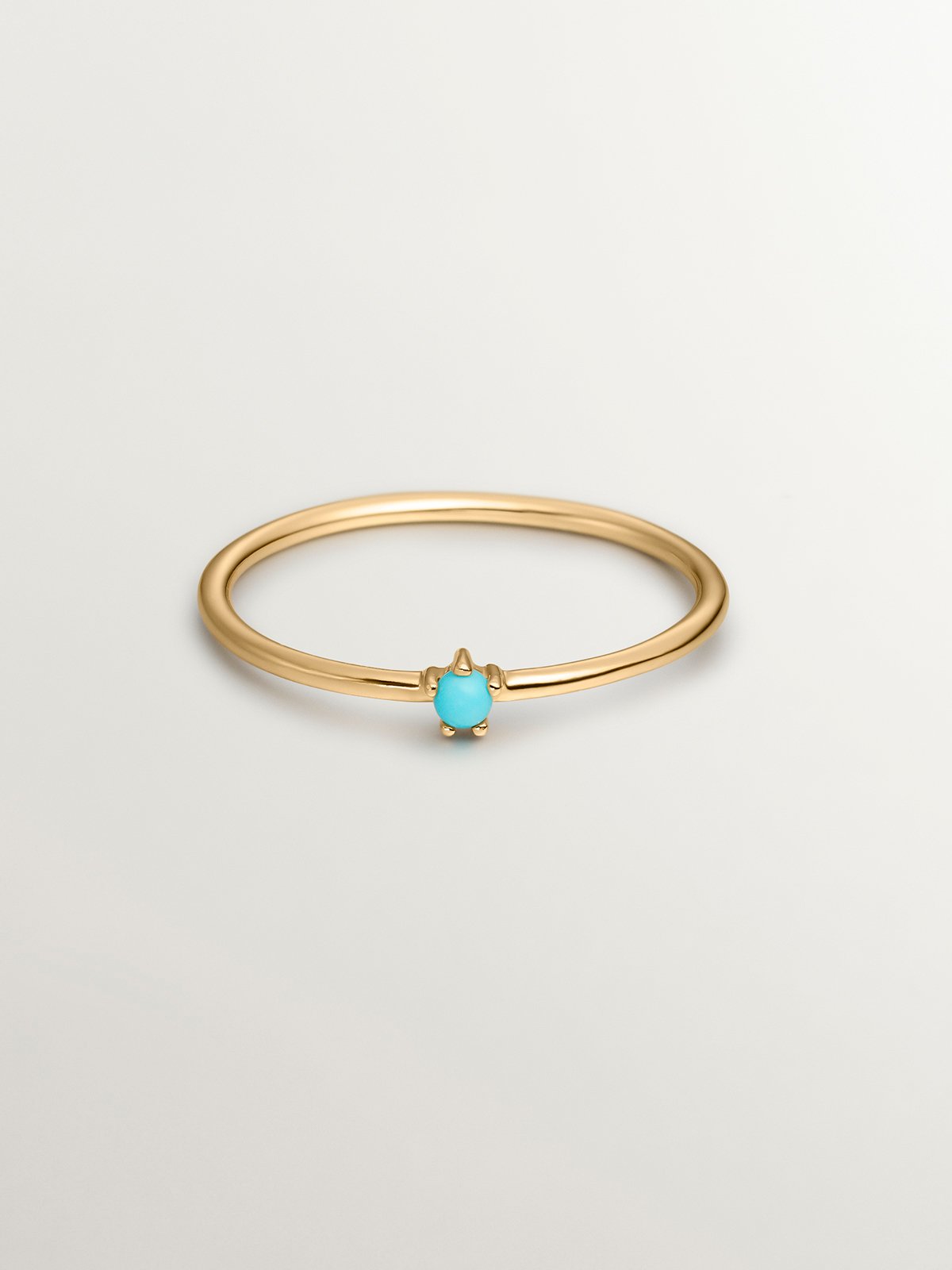 9K Yellow Gold Solitaire Ring with Turquoise