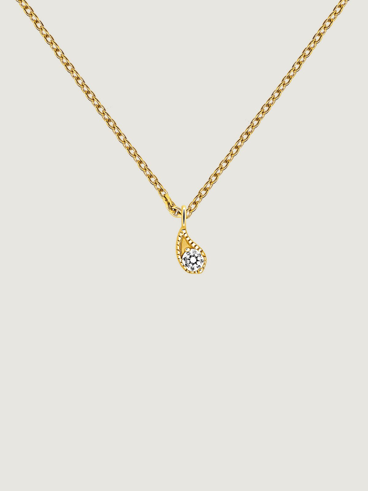 9K Yellow Gold Pendant with Drop and White Diamonds